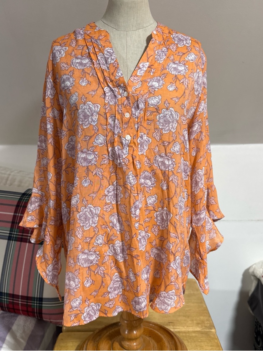 Orange floral blouse